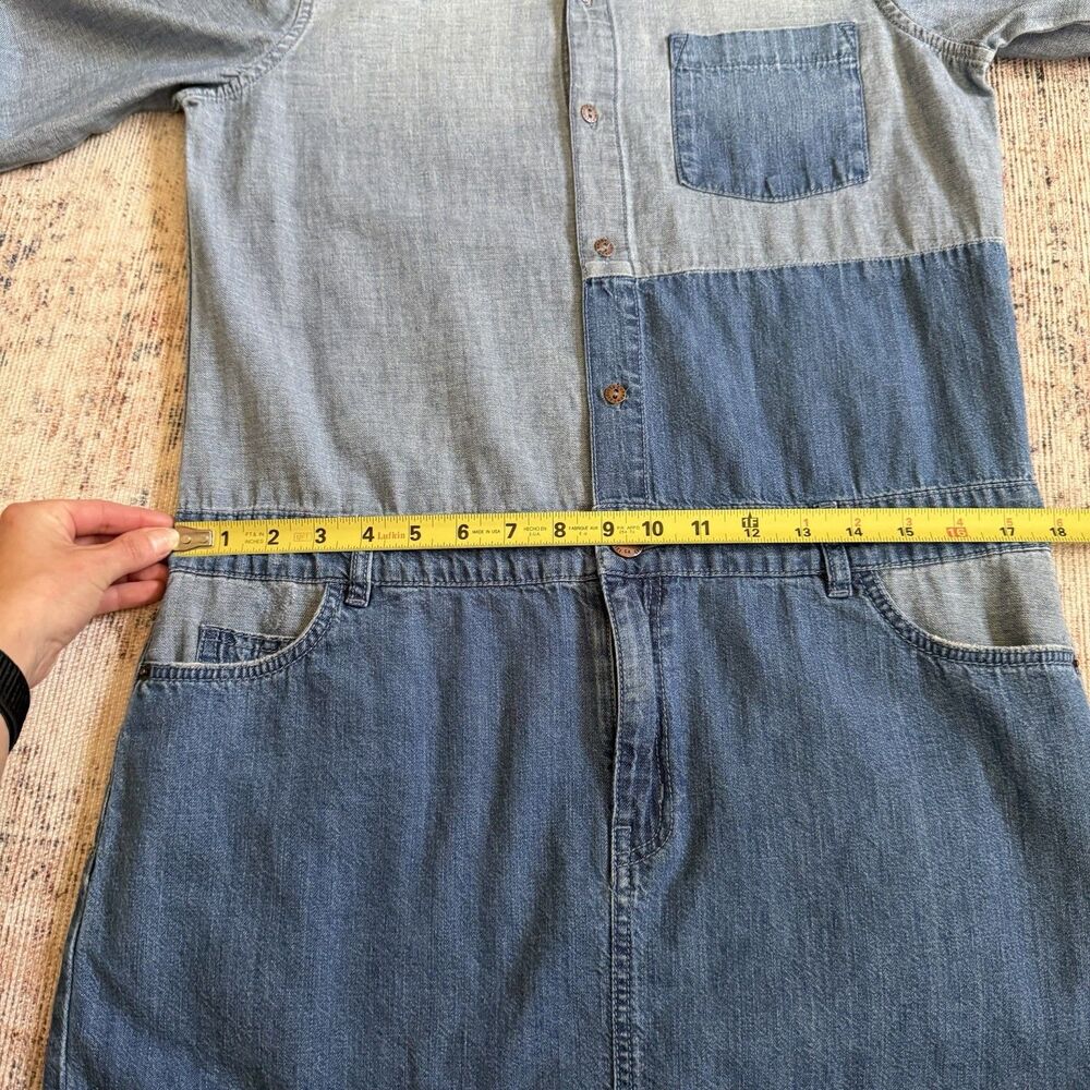 Current Elliott Two Tone Denim Shirt Dress Light Mid Wash Size 2 Mini Skirt - Picture 10 of 16